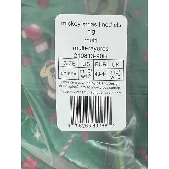 Crocs Mickey & Minnie Mouse Christmas Holiday Fleece Lined Clogs 210813-90H - Picture 12 of 13